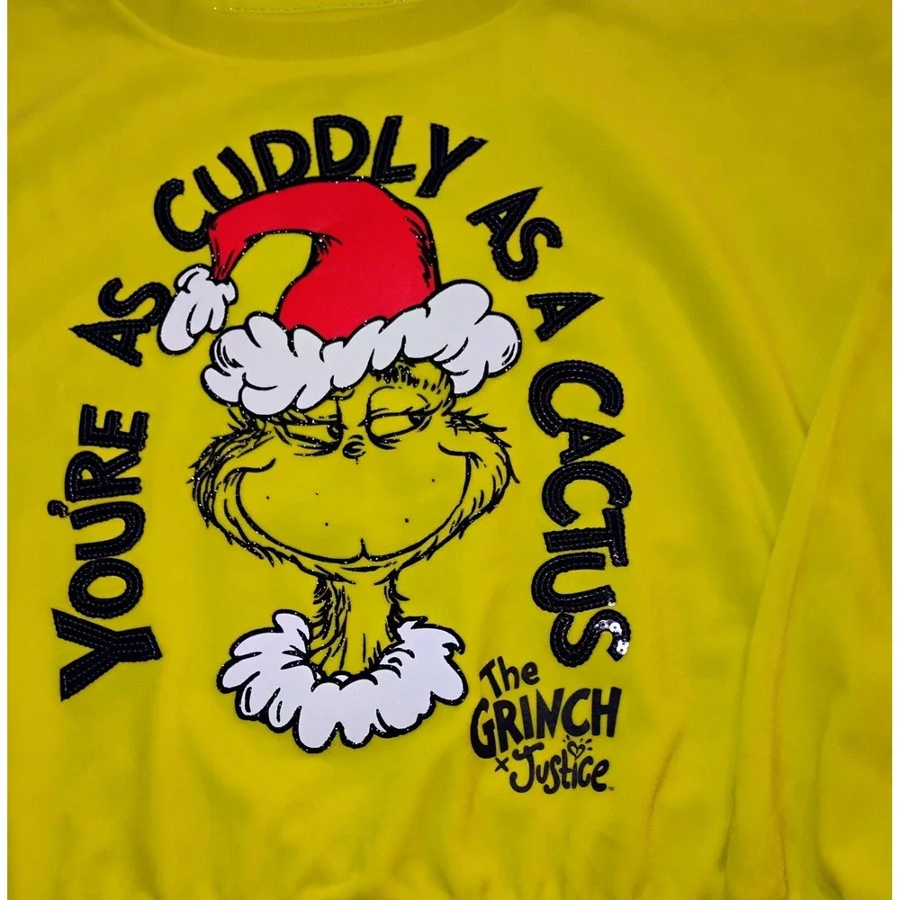 Girls Grinch Justice Christmas Sweatshirt As‎ Cuddly As A Cactus Size L 12/14